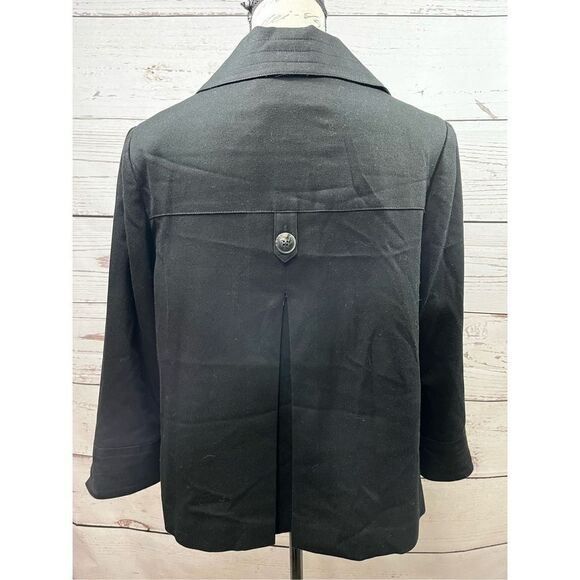 GEORGE by Mark Eisen Black Blazer Jacket Women's Size M Leopard Print Lined - Picture 2 of 4